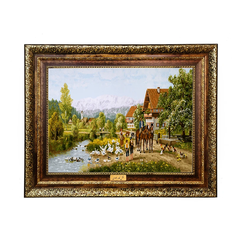 تابلو فرش ماشینی نقش نگار رضوی طرح منظره کد 739H