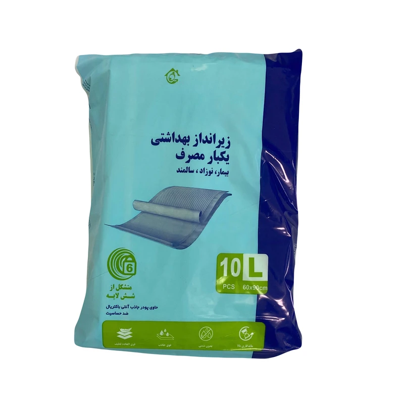 پد زیر انداز بهداشتی یکبار مصرف بیمار مدل DP1 مجموعه 10 عددی 