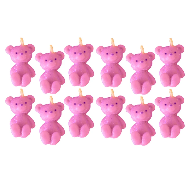 شمع دست ساز مدل استوانه ای طرح خرس تدی  کد 01 مجموعه 12 عددی