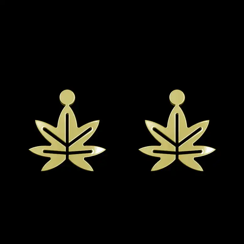 گوشواره طلا 18 عیار زنانه مدوپد مدل برگ کد GA1-15864