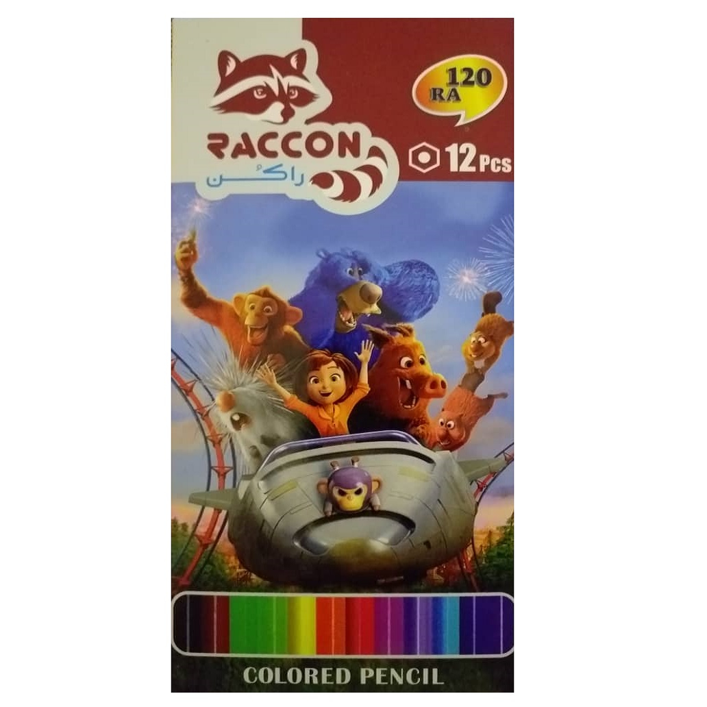 مداد رنگی 12 رنگ راکون مدل حیوانات جنگل کد 5
