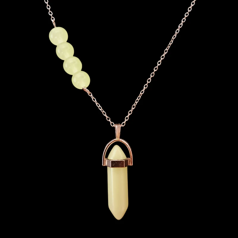 گردنبند دخترانه مدل منشور سنگی شبتاب کد Artcty6