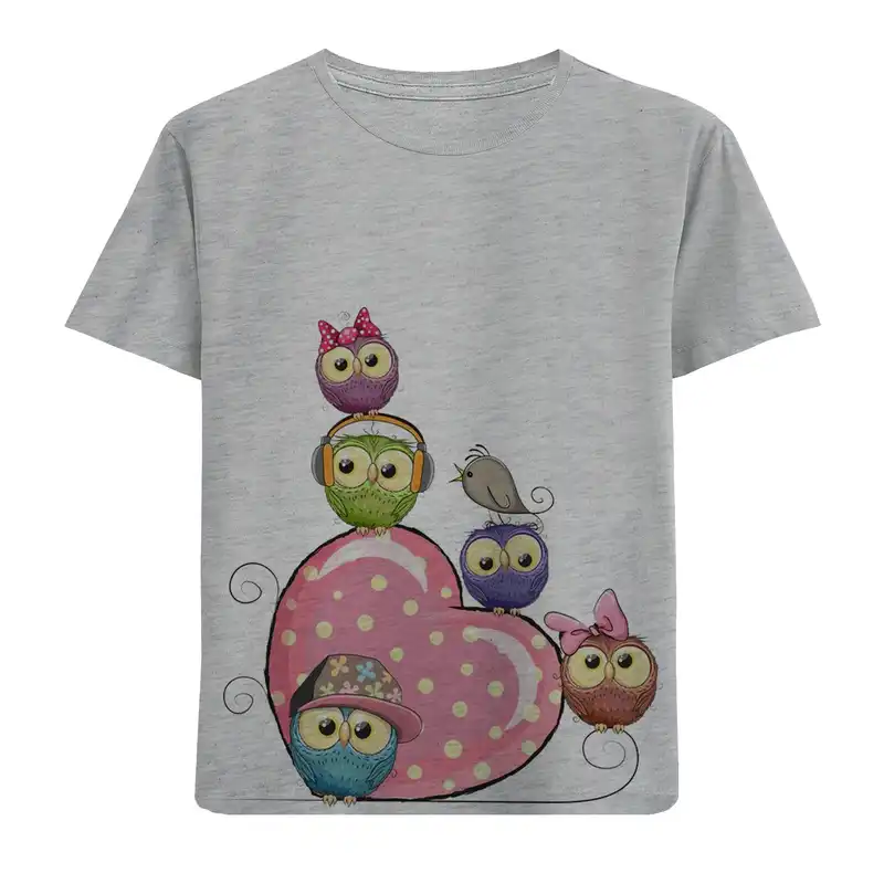 تی شرت آستین کوتاه بچگانه مدل جغدها F586