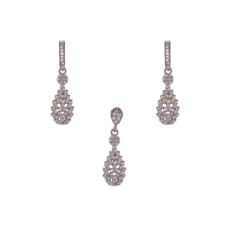 نیم ست نقره زنانه مدل اشک 2