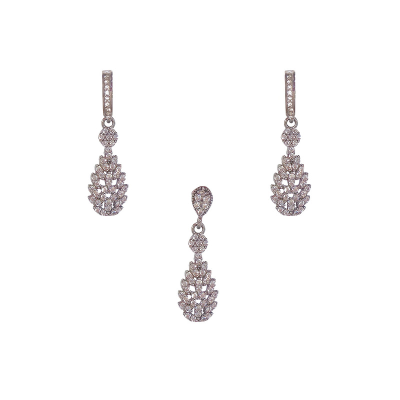 نیم ست نقره زنانه مدل اشک 2