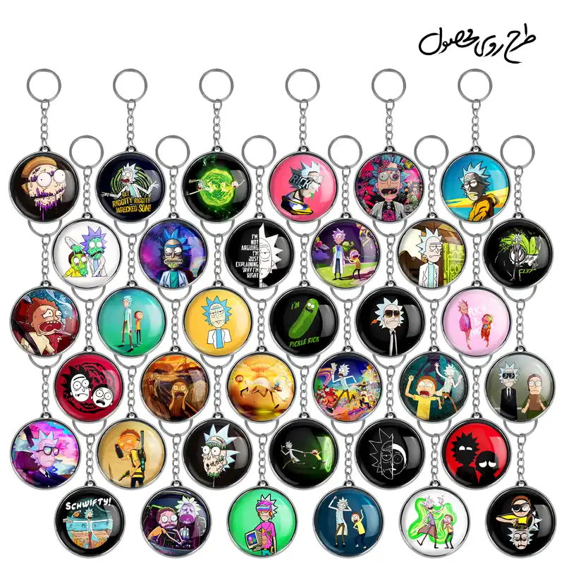 جاکلیدی خندالو طرح ریک و مورتی Rick and Morty مدل دوطرفه کد 107 مجموعه 36 عددی