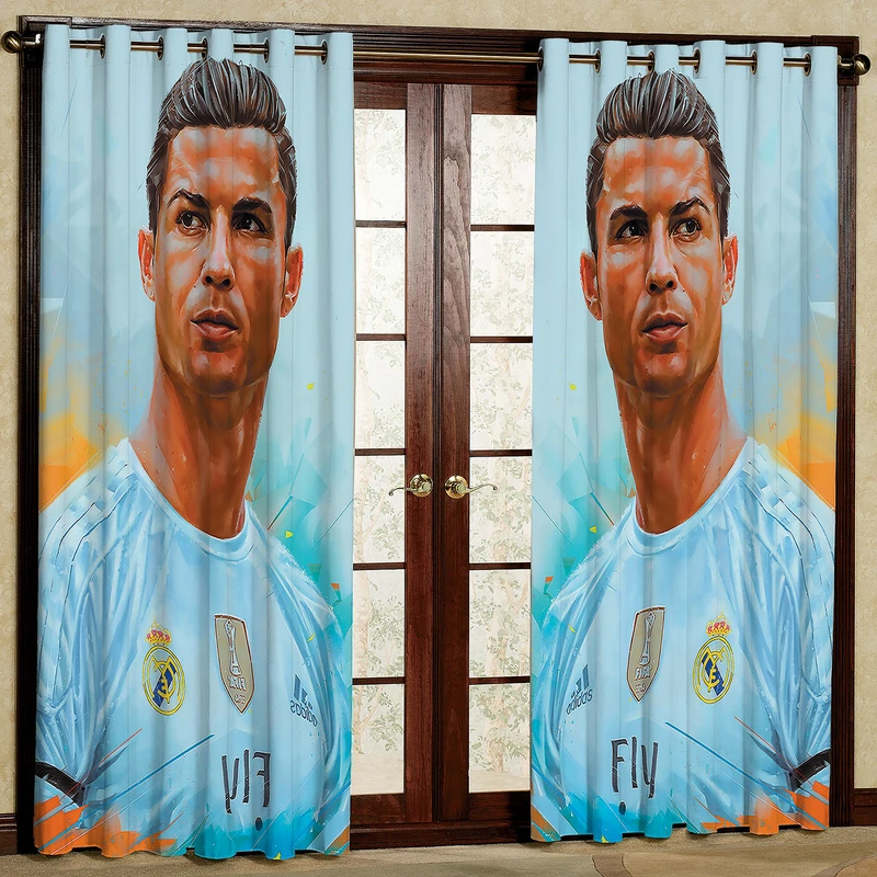   پرده مدل فوتبالی مخمل پانچی کد 903 سایز 140x280 سانتی متر