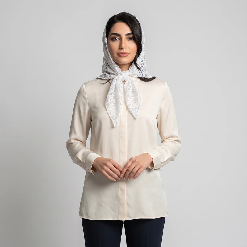 مینی اسکارف زنانه گل‌دار توری براق مدل 04