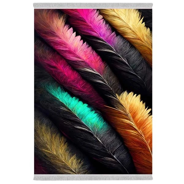 فرش پارچه‌ای دفه مدل فرشینه شانل مخمل طرح فانتزی کد 7111