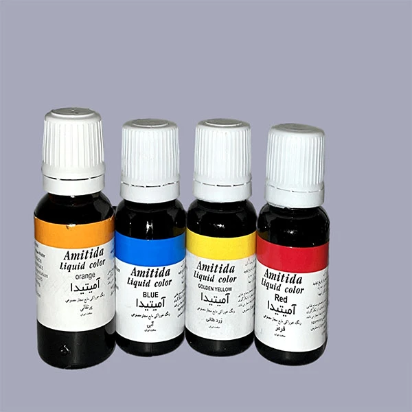   رنگ خوراکی قرمز و زرد طلایی و آبی و پرتقالی آمیتیدا - 200 گرم بسته 4 عددی