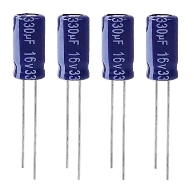 خازن الکترولیت 330 میکروفاراد 16ولت آکسبوم مدل TEC-33116 بسته 4 عددی