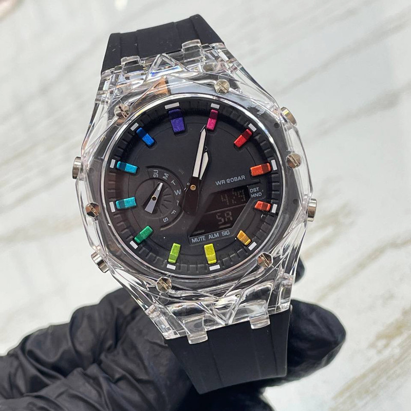 ساعت مچی عقربه ای بچگانه مدل بند سیلیکونی دو زمانه کرنومتردار کد 1