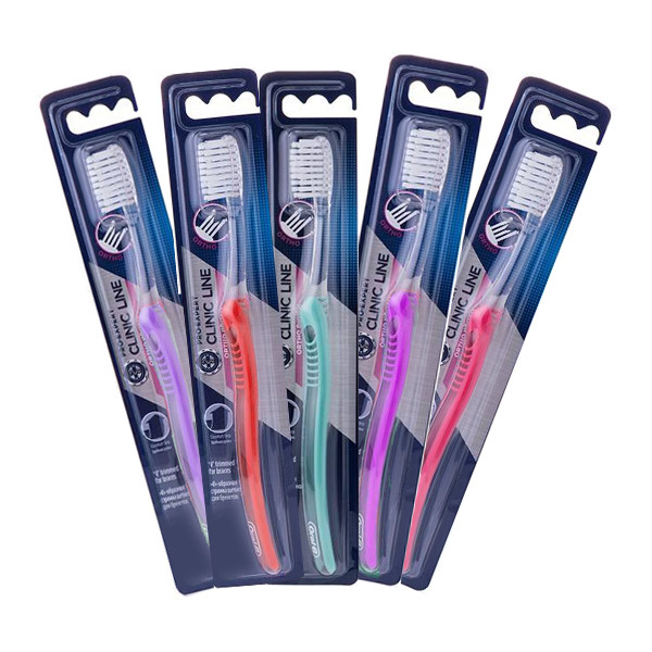 مسواک ارتودنسی کلینیک لاین مدل Ortho Brush با برس نرم