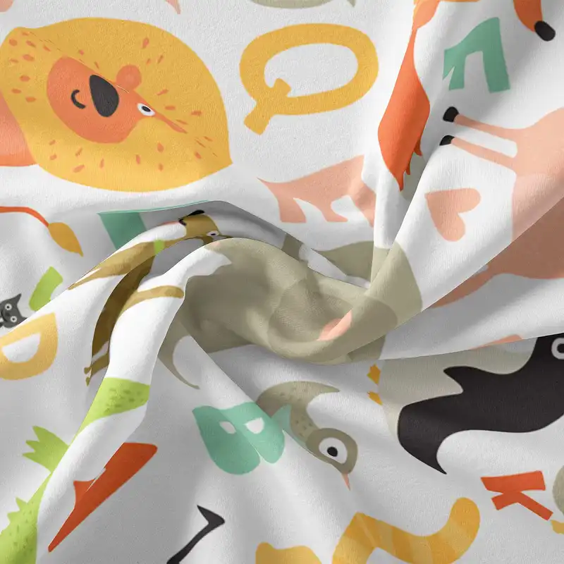 پارچه ملحفه پارچه باما مدل مخمل طرح دنیای حیوانات کد 5011339