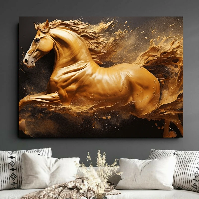 پوستر طرح مخمل مدل اسب خروشان کد BK2257