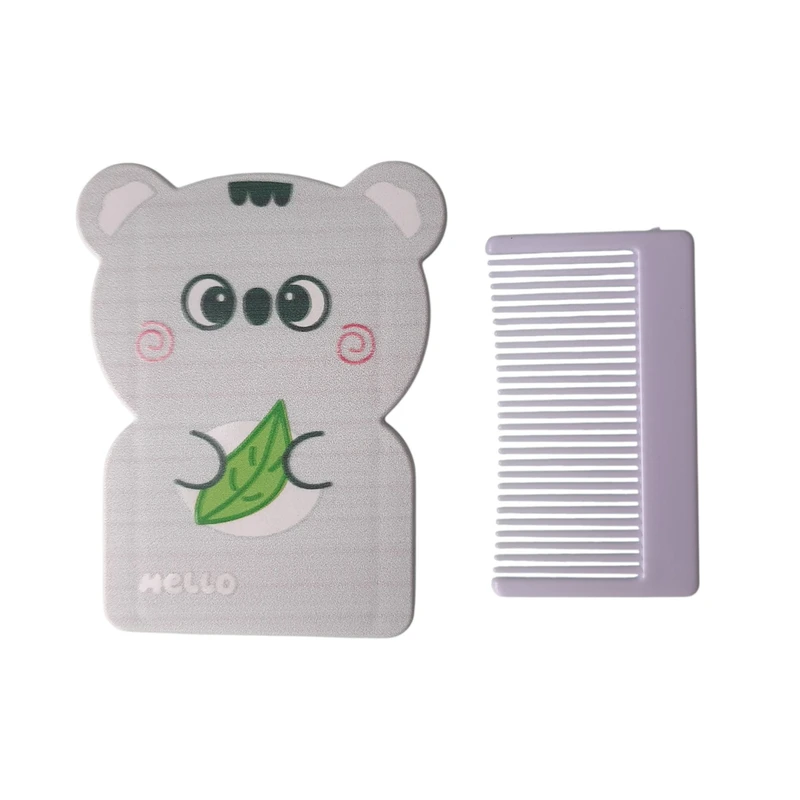 آینه آرایشی تاشو جیبی مدل خرس به همراه شانه مو