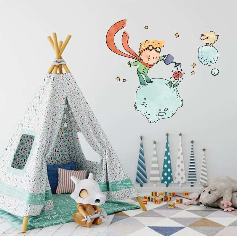 استیکر دیواری کودک مدل شازده کوچولو و ماه