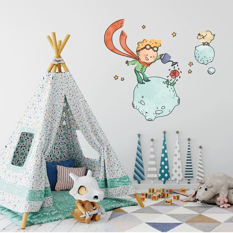 استیکر دیواری کودک مدل شازده کوچولو و ماه