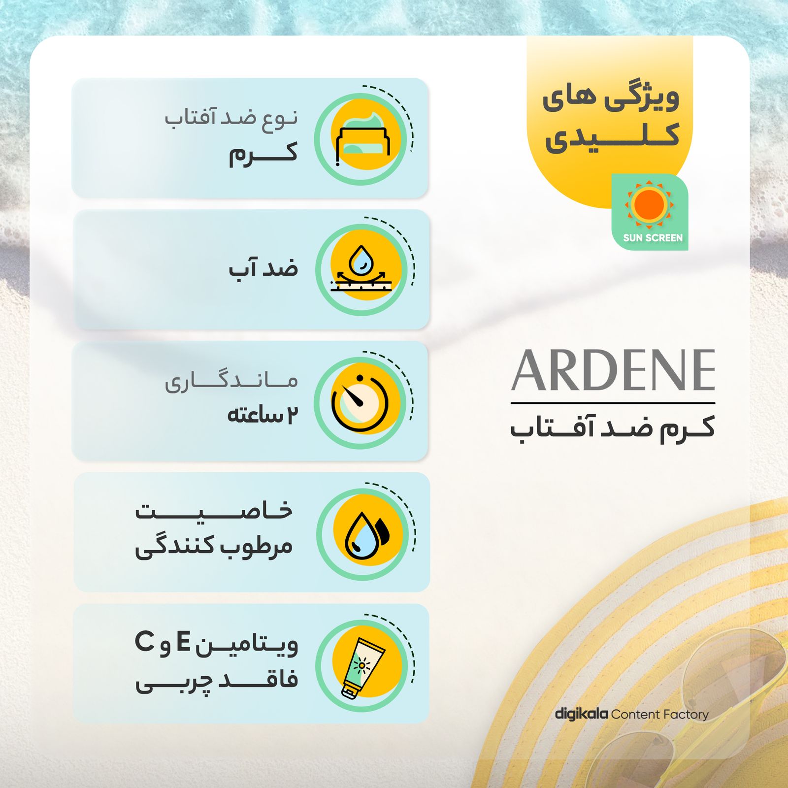 کرم ضد آفتاب بدون رنگ آقایان آردن SPF30 محافظ UVA ،UVB، ضد آب، مناسب انواع پوست وزن 60 گرم -  - 3