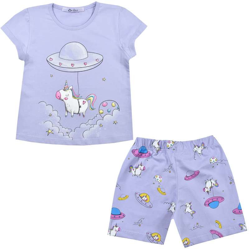 ست تی شرت و شلوارک دخترانه نیروان مدل 2152 -1