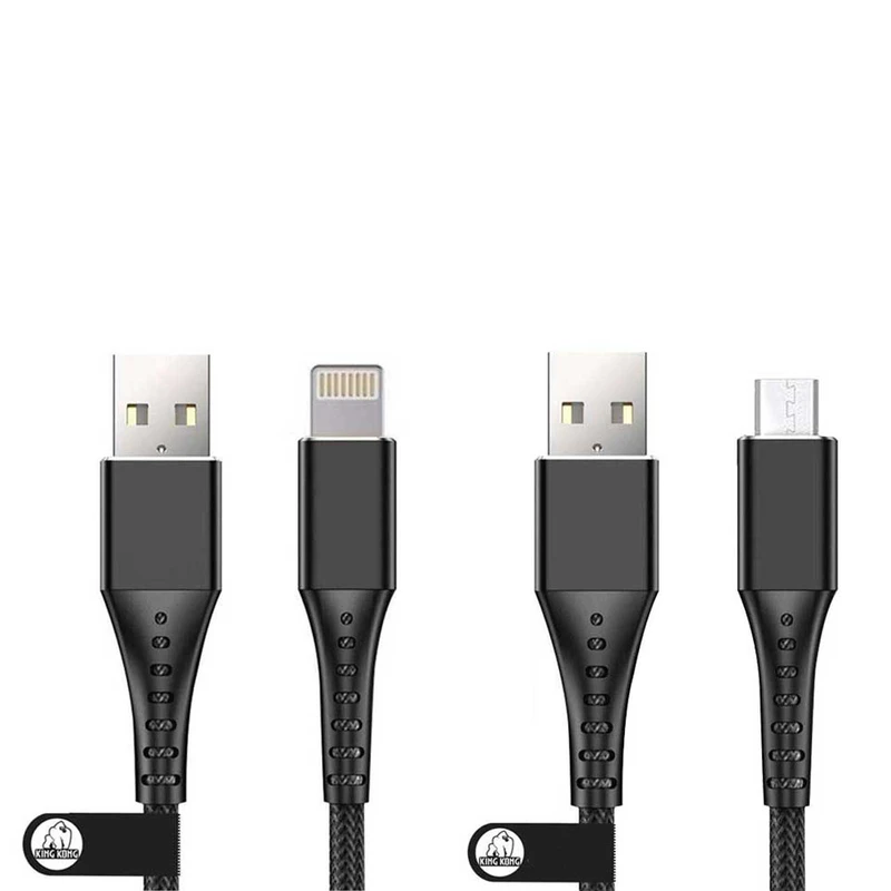 کابل تبدیل USB به MicroUSB کینگ کونگ مدل Creative-BLK22 طول 1 متر به همراه کابل تبدیل USB به لایتنینگ