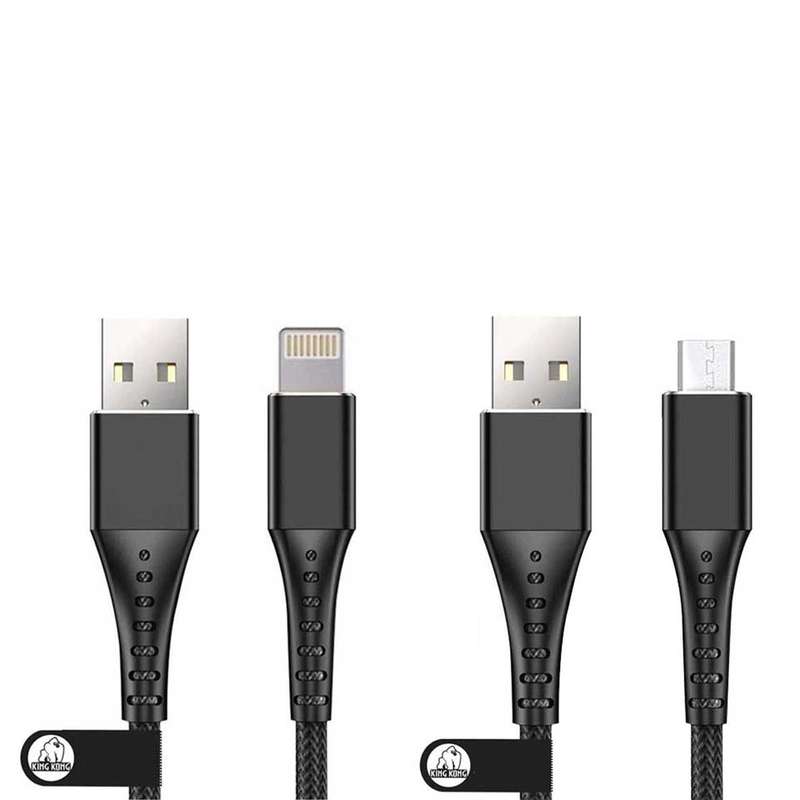 کابل تبدیل USB به MicroUSB کینگ کونگ مدل Creative-BLK22 طول 1 متر به همراه کابل تبدیل USB به لایتنینگ