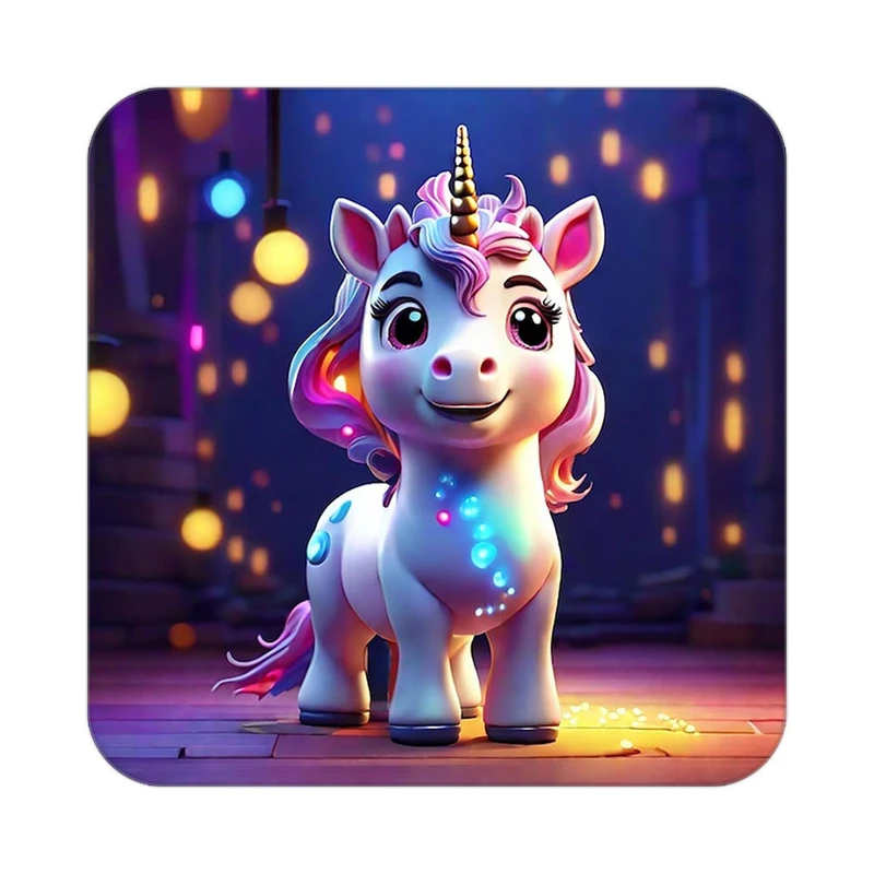 زیر لیوانی کاکتی طرح اسب تک شاخ و یونیکورن مدل mp30824