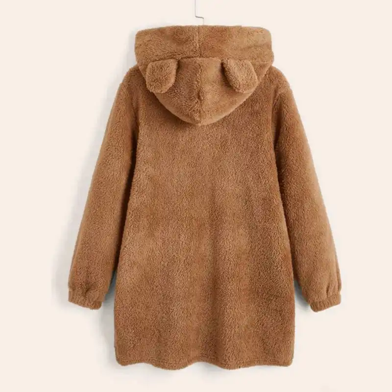 هودی زنانه مدل خرسی رنگ قهوه ای