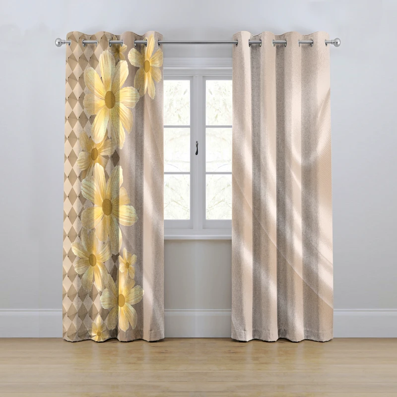 پرده مدل پانچی طرح گل سه بعدی سایز 280x145 سانتی متر