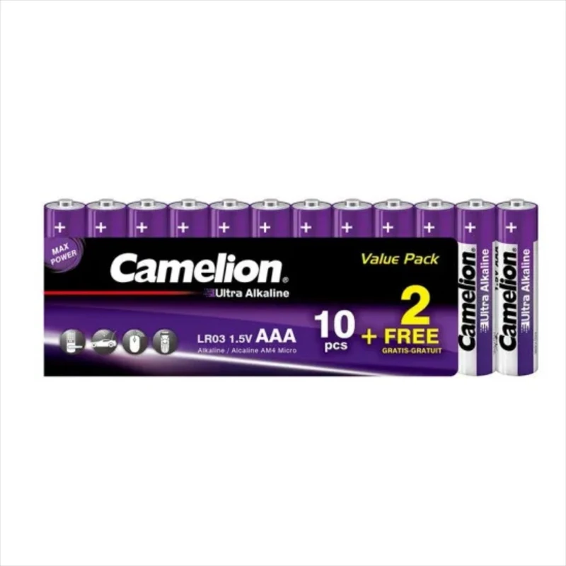 باتری نیم قلمی کملیون مدل ultra alkaline 10+2 بسته 12 عددی