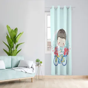 پرده مدل پسر و دوچرخه مخمل پانچی کد 4182 سایز 140x280 سانتی متر