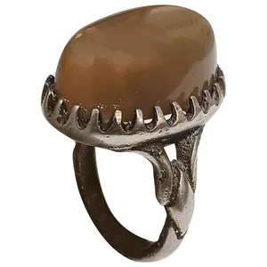 انگشتر نقره مردانه مدل عقیق جزع AJ2414