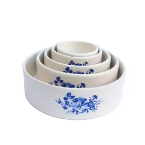 کاسه سرامیکی طرح رز مدل لبه دار مجموعه 5 عددی