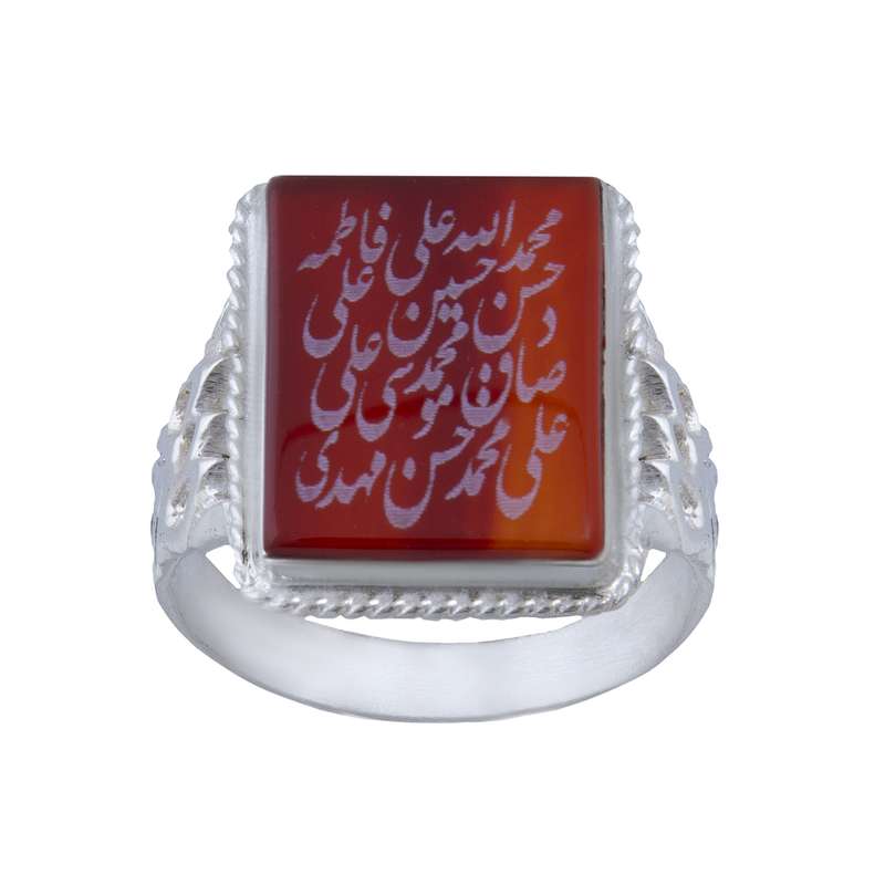 انگشتر نقره مردانه مدل سنگ عقیق رکاب سیلندری کد AM_043