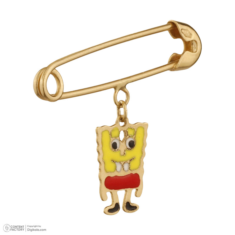 سنجاق سینه طلا 18 عیار بچگانه درگونه مدل باب اسفنجی