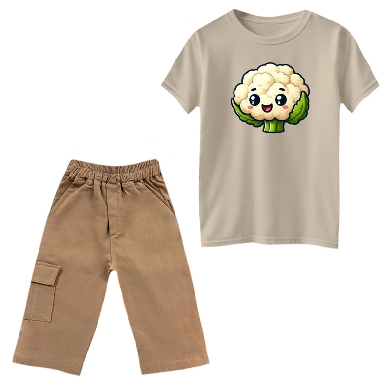 ست تی‌شرت و شلوارک دخترانه مدل گل کلم