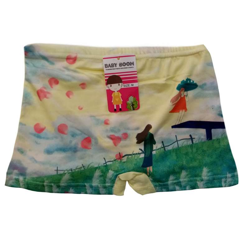 شورت دخترانه مدل منظره رنگ زرد