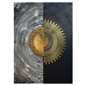 تابلو نقاشی برجسته ورق طلا طرح خورشید و ماه کد ۶۷۸۸