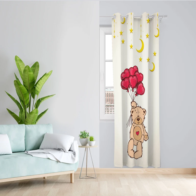 پرده مدل خرس مخمل پانچی کد 4231 سایز 140x280 سانتی متر