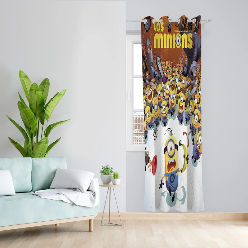 پرده طرح کودک مینیون مدل مخمل پانچی کد L 328 Z سایز 140x200 سانتی متر