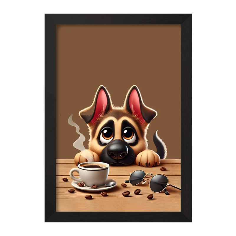 تابلو خندالو مدل سگ و فنجان قهوه کد F11831
