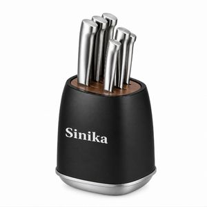 ست چاقوی آشپزخانه 7 پارچه سینیکا با تیغه استیل و با دسته فلزی مدل SN_9400