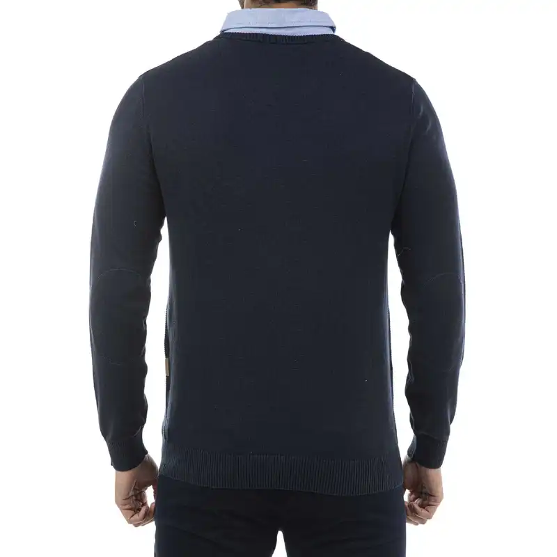 پلیور مردانه جوتی جینز مدل یقه پیراهن دار کد 1221145 رنگ سرمهای