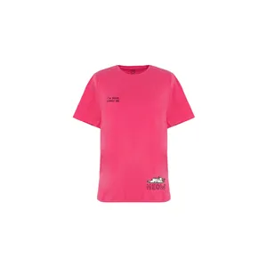 تی شرت آستین کوتاه زنانه بنیس مدل میو رنگ سرخابی