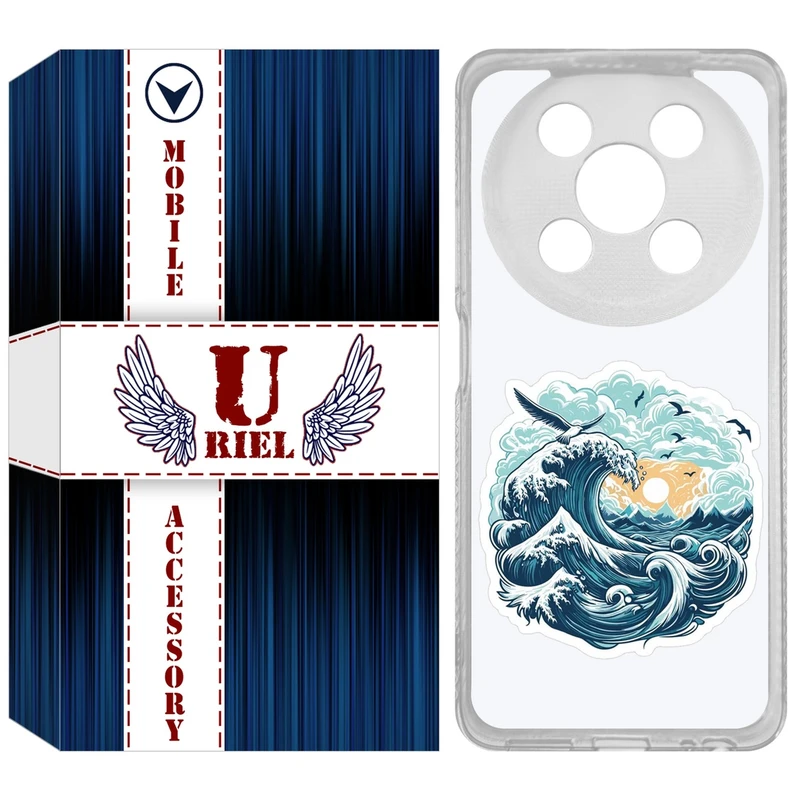 کاور یوریل مدل Clear کد 99 طرح موج دریا مناسب برای گوشی موبایل وکال V2 / V2 Lite