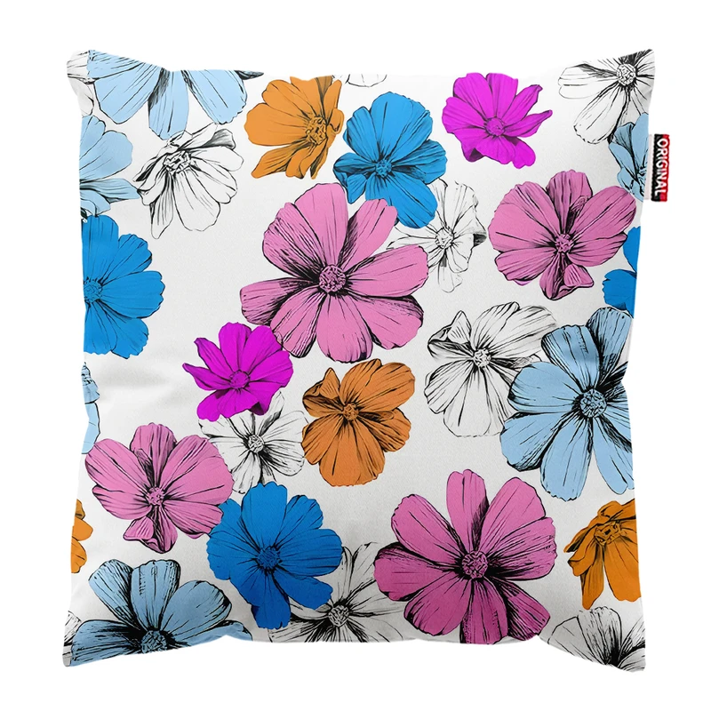 کوسن پاد آفرین مدل مینیمال طرح گل و برگ کد PK403490 سایز 40*40 سانتی متر