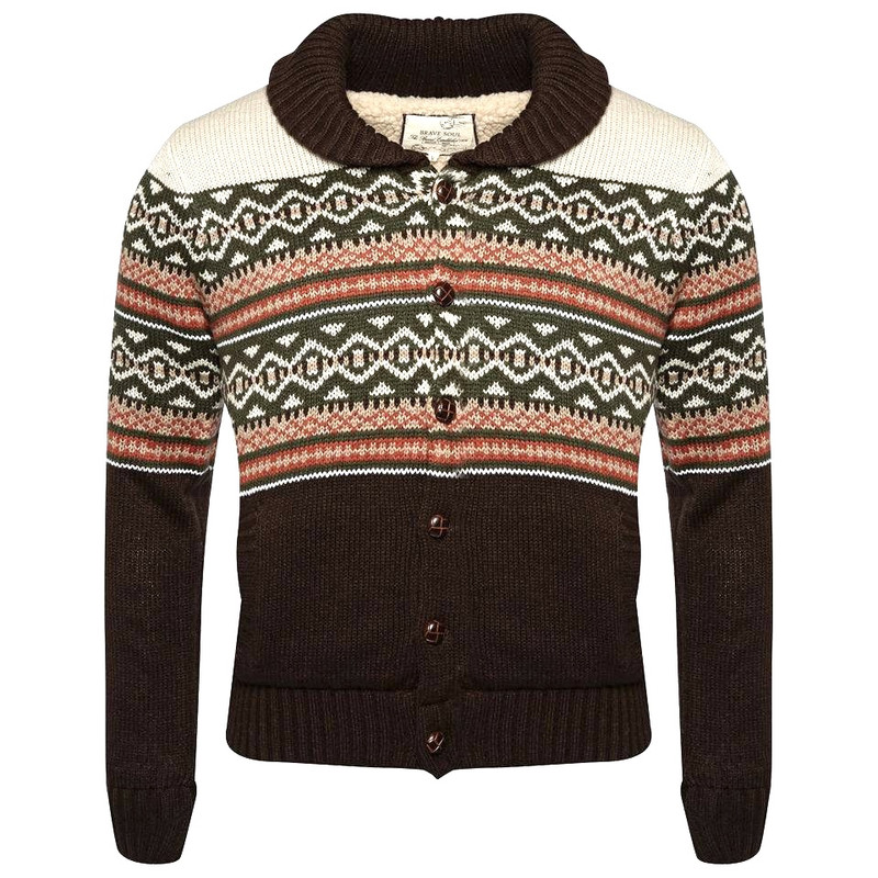 ژاکت مردانه مدل Polar Jacquard Printed Button Through Cardigan - Ecru