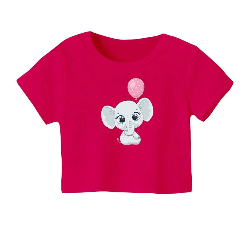 کراپ‌ تی‌شرت آستین کوتاه زنانه مدل فیل کد 6