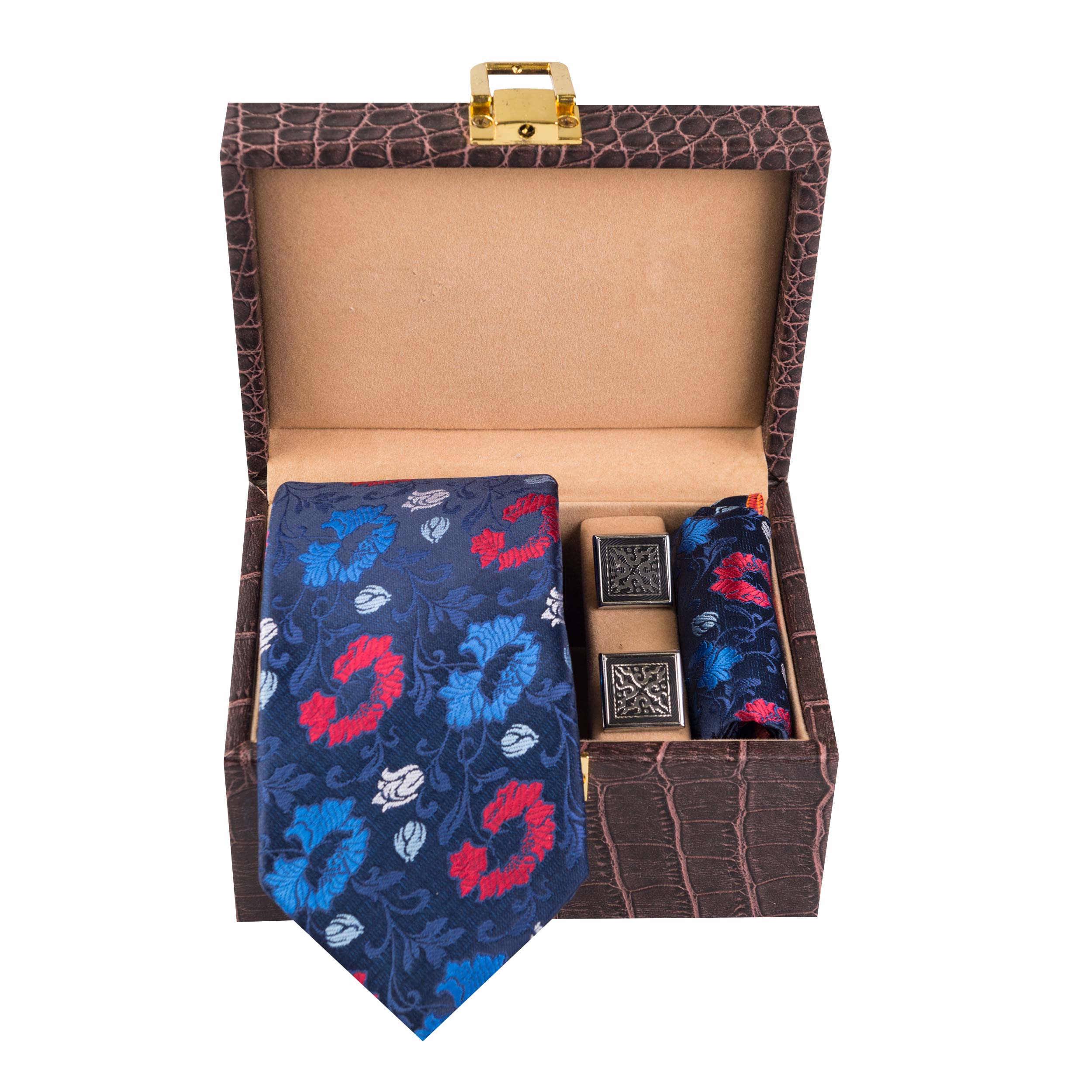 ست کراوات ، دستمال جیب و دکمه سردست مردانه مدل GF-PA1261-DB-BOX