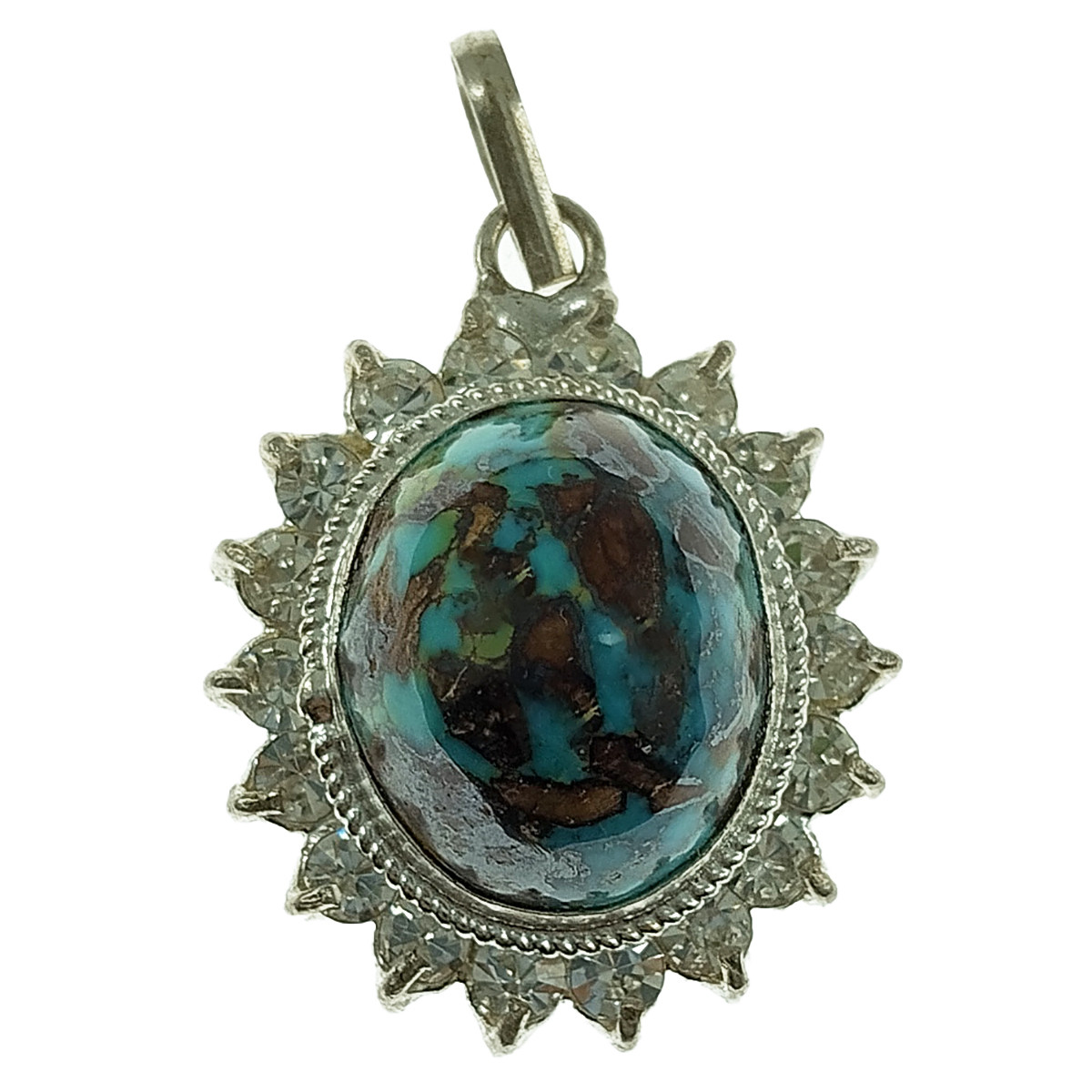 آویز گردنبند نقره زنانه سلین کالا مدل فیروزه نیشابور کد 25